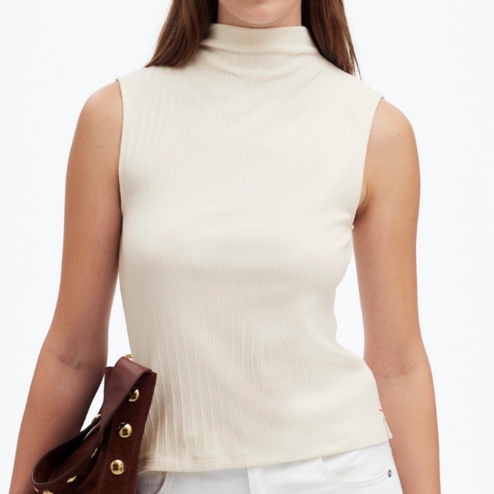 NWT | Madewell Ribbed Mockneck Tank Light Cream | Sz L